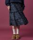 도톰 체크 레이스 미디 플레어 롱스커트 [Navy_blue] 가을 겨울 ver.