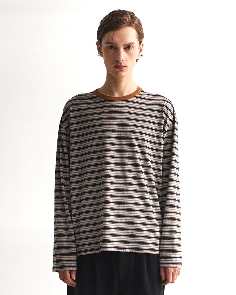 CROPPED BORDER LONG SLEEVES / CAMEL&BLACK