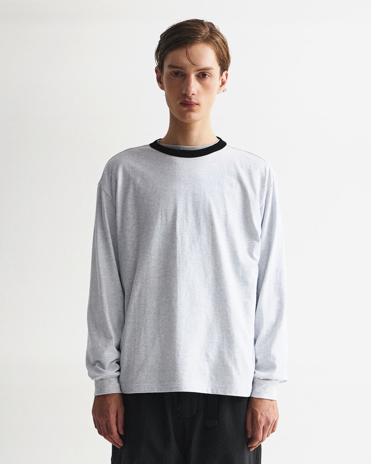 언어펙티드 에센셜(UNAFFECTED ESSENTIAL) RINGER LONG SLEEVES / L.GREY MELANGE