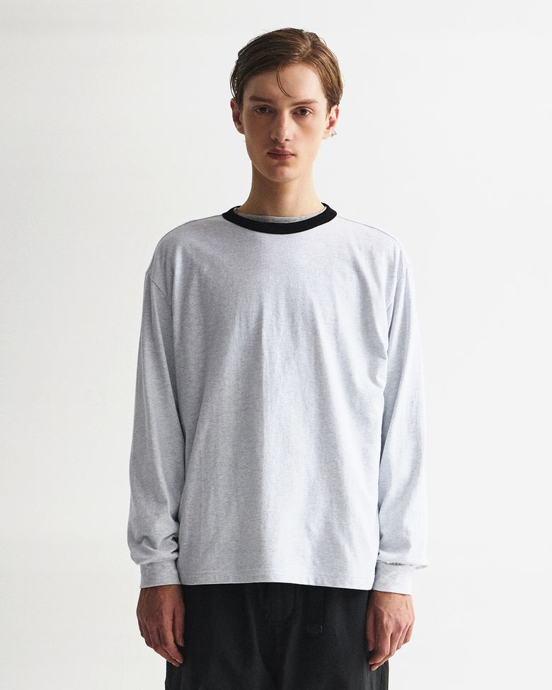 RINGER LONG SLEEVES / L.GREY MELANGE