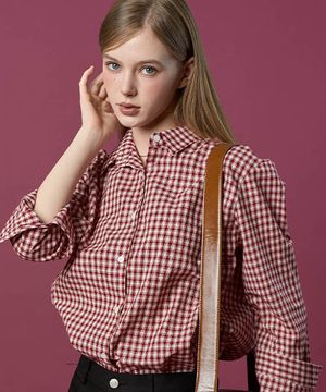 데일리 겉기모 클래식 오버핏 깅엄 체크 셔츠 [RED] 긴팔티 ver.