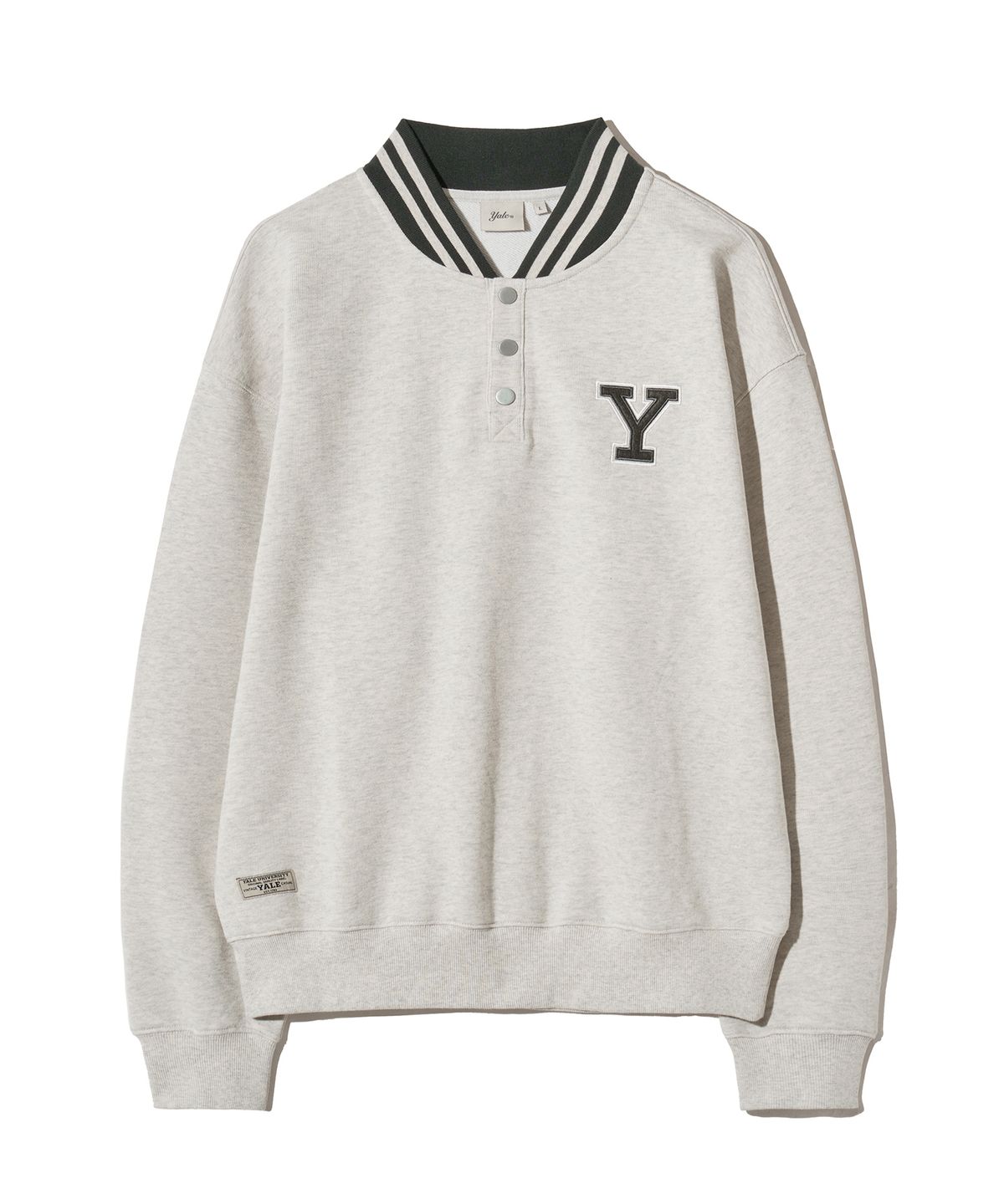 예일(YALE) Y로고 버튼 플리츠 스웻셔츠_오트밀