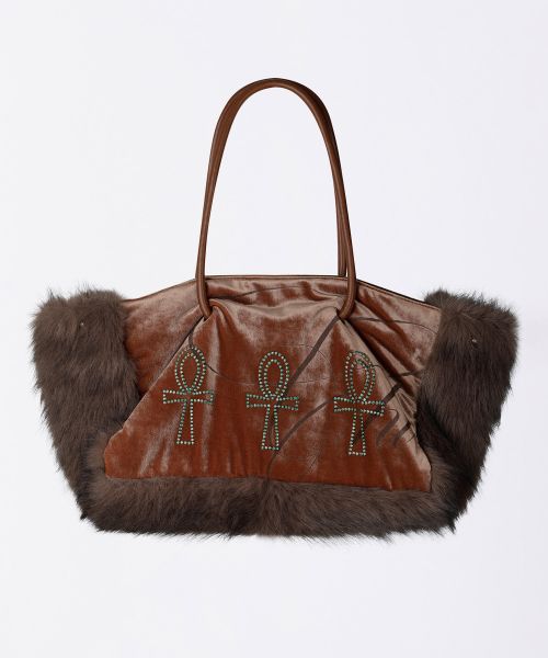 스컬프터(SCULPTOR) Fluffy Slouch Velvet Bag Burnt Orange - 사이즈