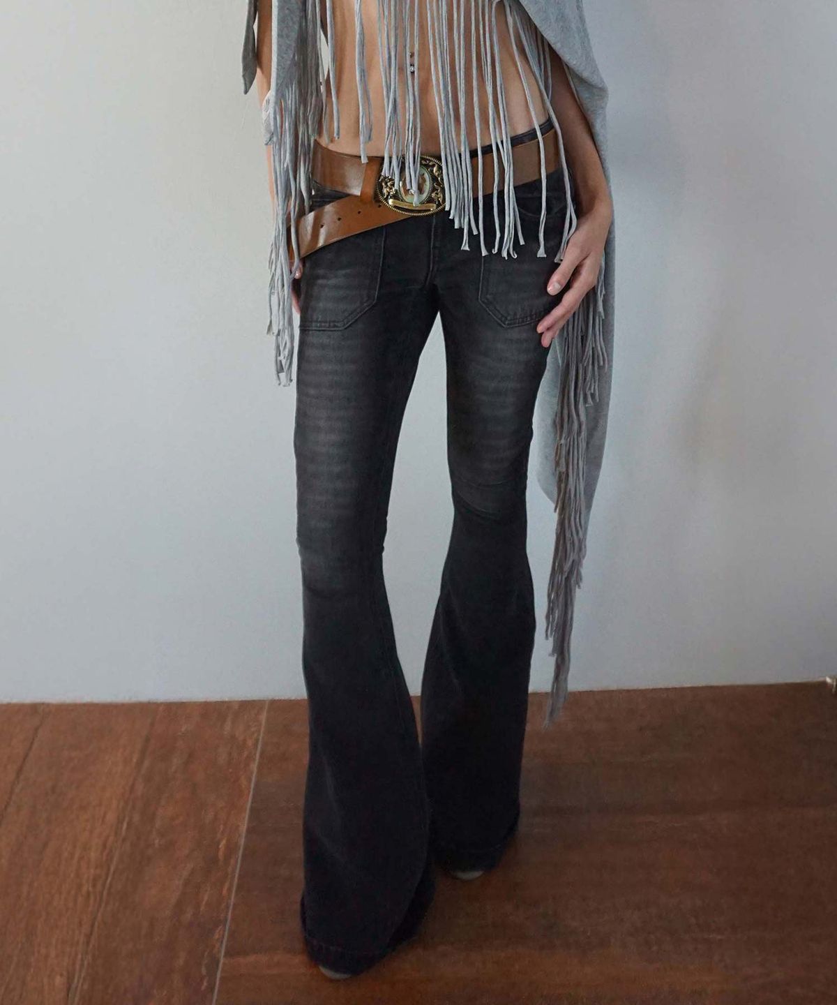 스컬프터(SCULPTOR) Whiskered Bootcut Denim Washed Gray