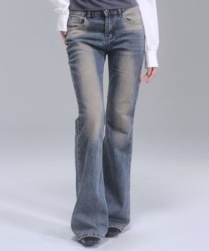 메이 워싱 부츠컷 데님 팬츠 [BLUE]