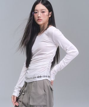 조이 셔링 롱 슬리브 탑 [WHITE]