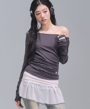 조이 셔링 롱 슬리브 탑 [CHARCOAL]