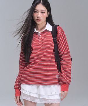 시드니 스트라이프 카라 스웻셔츠 [RED]