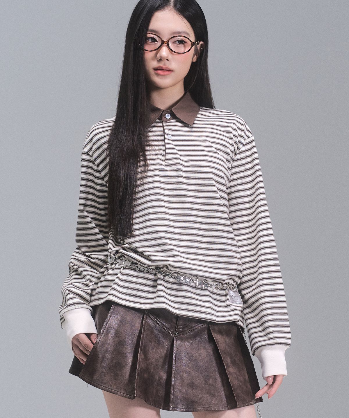 제로플래닛(ZEROPLANET) 시드니 스트라이프 카라 스웻셔츠 [IVORY]