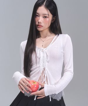 로라 레이스 레이어드 가디건 [WHITE]