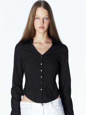 CANDICE CORSET SHIRT (BLACK STRIPE)