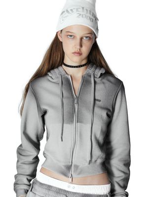 MOSS WASHED HOODIE ZIP UP (STONE GREY)