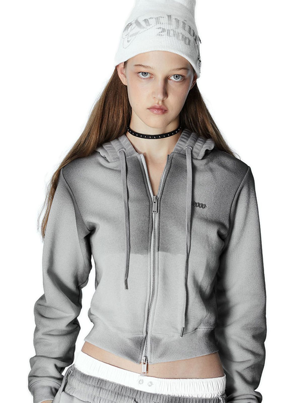 2000아카이브스(2000ARCHIVES) MOSS WASHED HOODIE ZIP UP (STONE GREY)