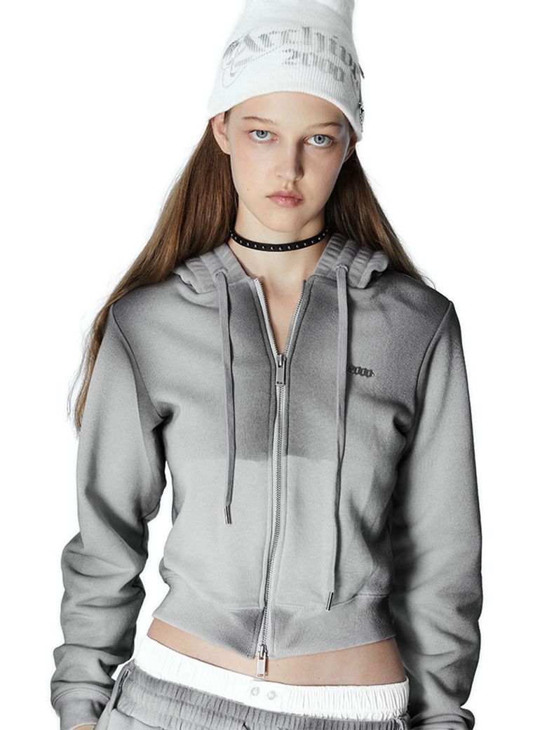 MOSS WASHED HOODIE ZIP UP (STONE GREY)