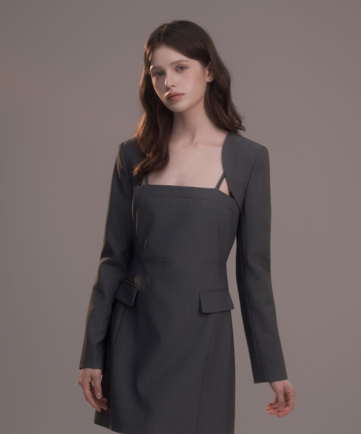 마우솔레움(MAU SOLEUM) Bolero Suit Jacket - Grey