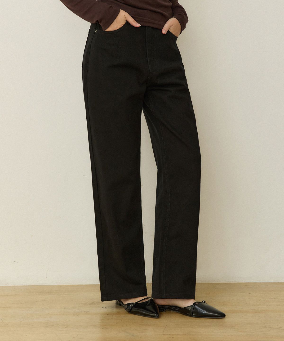 어다울(ADAUL) Classic stright denim pants - black