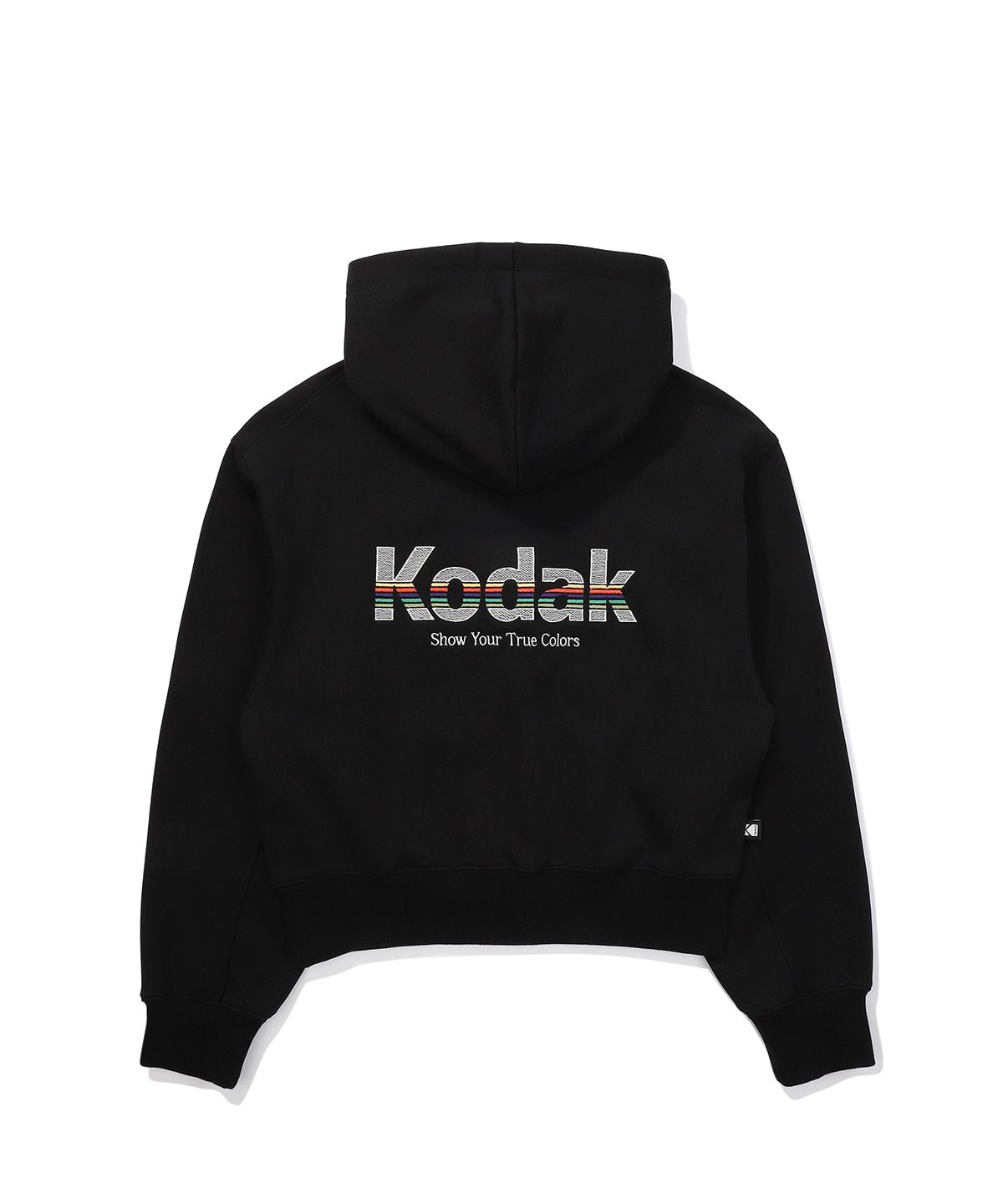 코닥(KODAK) 레인보우 크롭 후드 우먼 BLACK