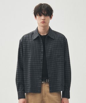 체크 크롭셔츠 [차콜]