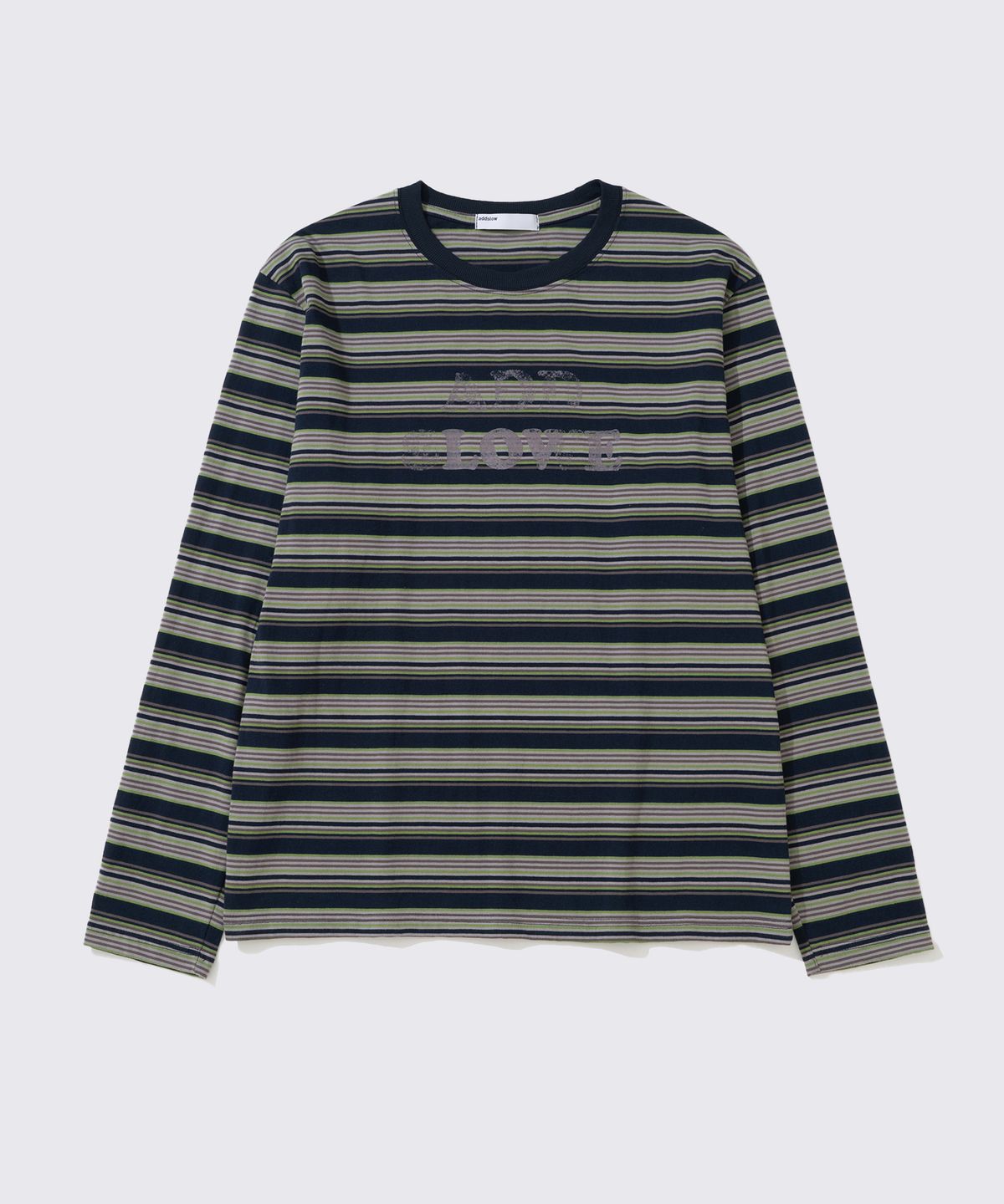애드슬로우(ADDSLOW) Stripe LOVE Long Sleeve [Khaki]