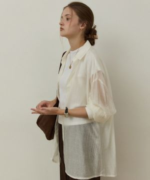 Crack see through loose shirts - ivory