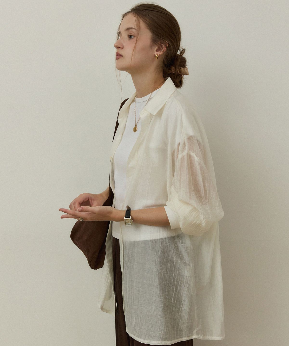 어다울(ADAUL) Crack see through loose shirts - ivory