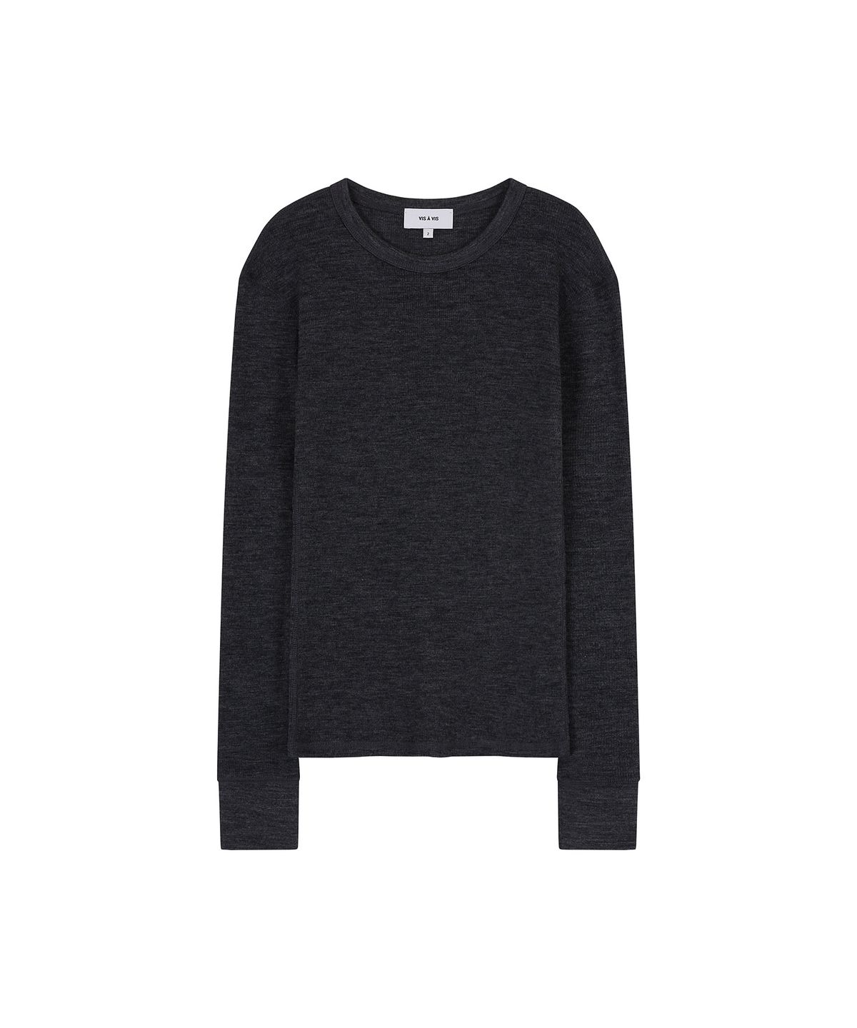 비자비(VIS A VIS) WOOL RIBBED JERSEY CREWNECK (D.K GRAY)