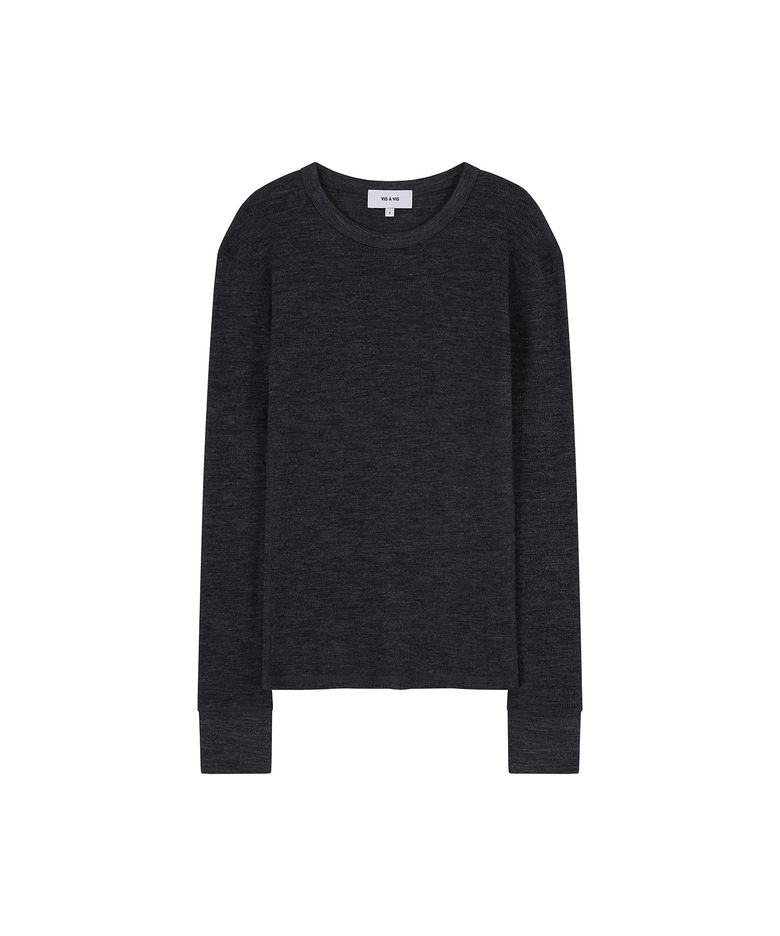 WOOL RIBBED JERSEY CREWNECK (D.K GRAY)