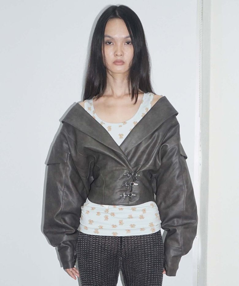 Corset Latch Down Jacket Charcoal