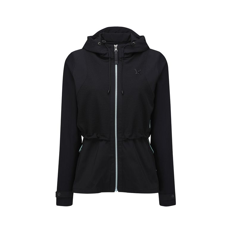 WOMEN FA MID LENGTH HOODED JACKET_BK