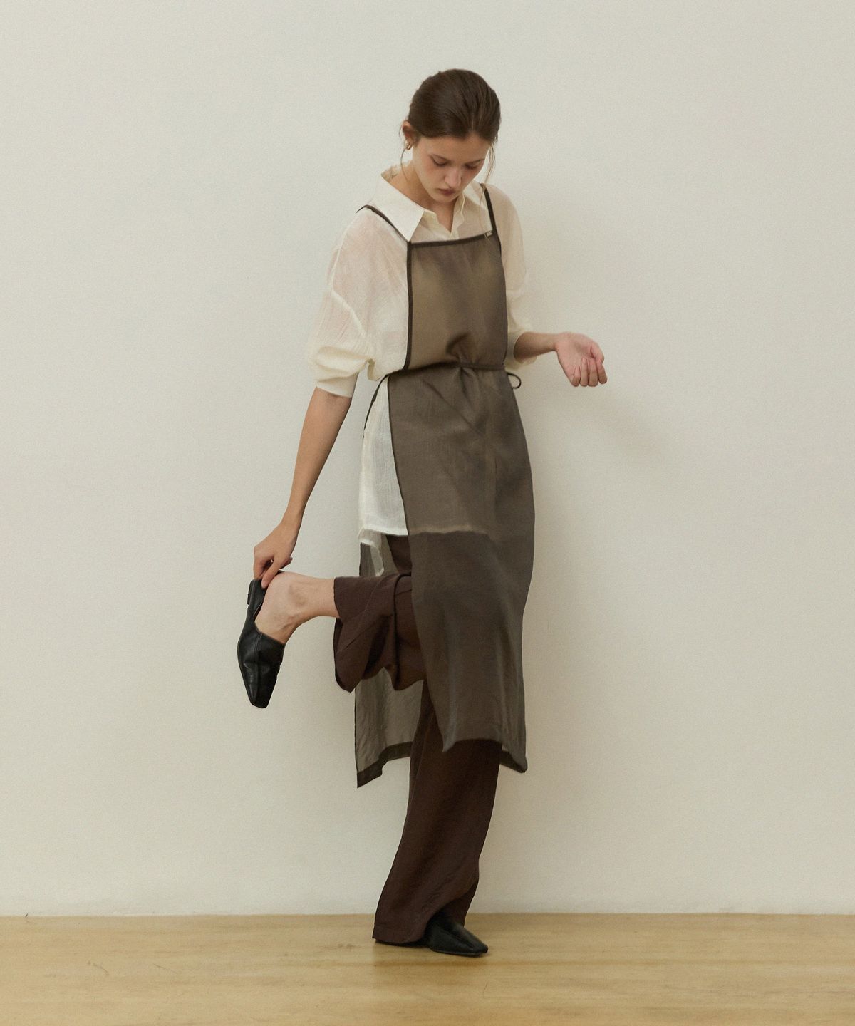 어다울(ADAUL) Grace sheer layered set - brown