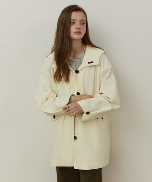 Duffle line overfit hood trench coat - cream