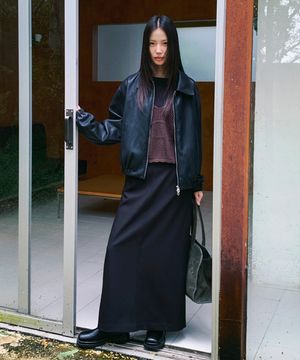 (woman) 아워 싱글 레더 자켓_Black