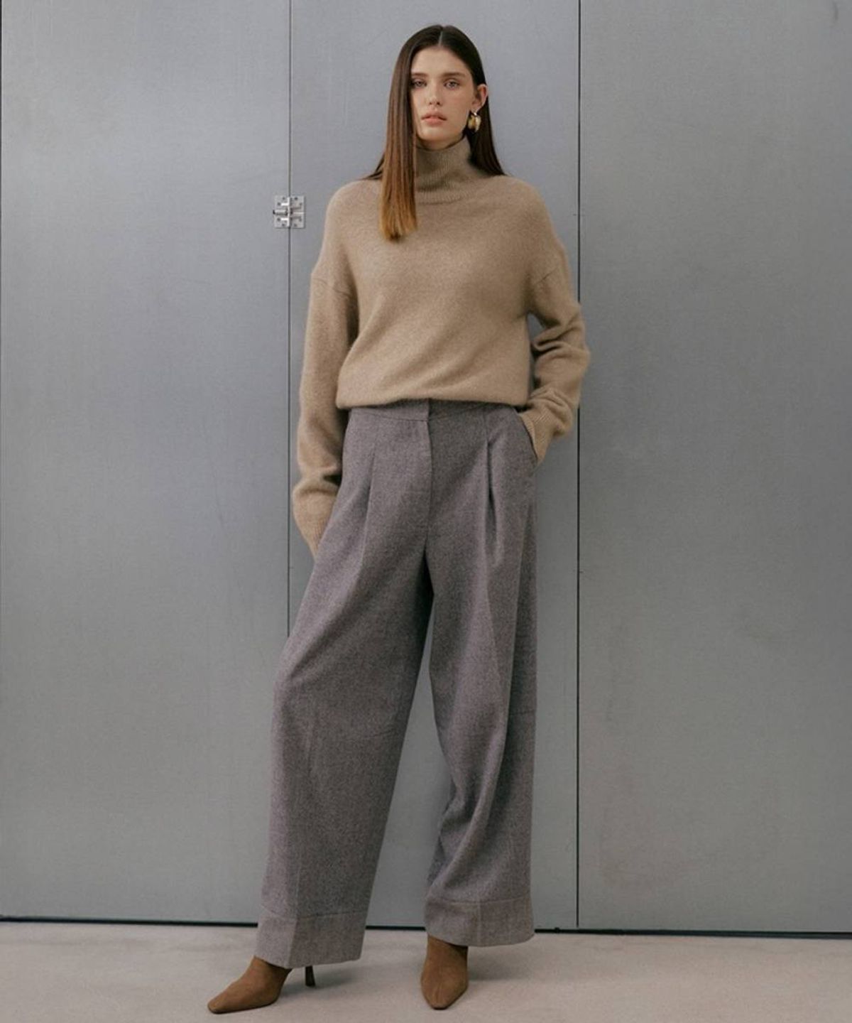 바니스뉴욕(BARNEYS NEWYORK) FW 서먼 울 와이드 팬츠 그레이