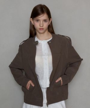 SIREN SYNTHETIC LEATHER RIDER JUMPER_BROWN
