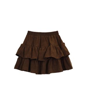 BASIC TIERED CORDU SKIRT_BROWN