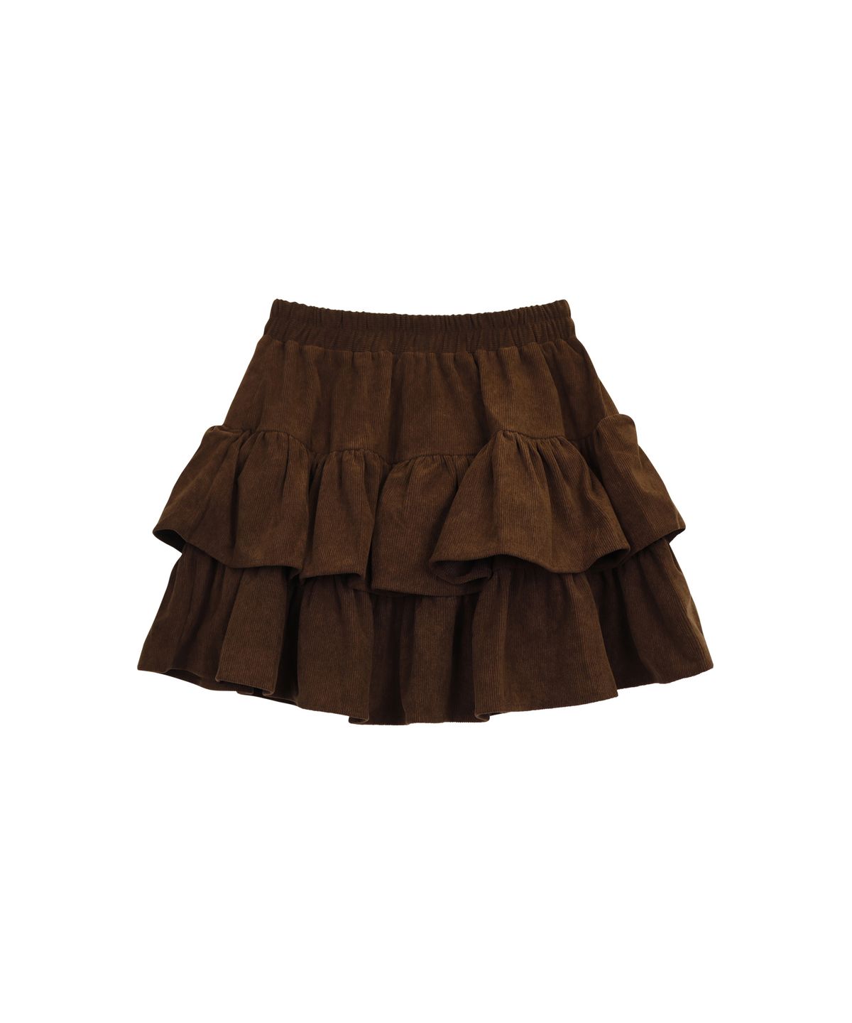 핑크파인애플(PINK PINEAPPLE) BASIC TIERED CORDU SKIRT_BROWN