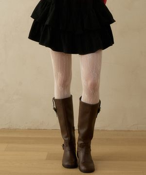 BASIC TIERED CORDU SKIRT_BLACK