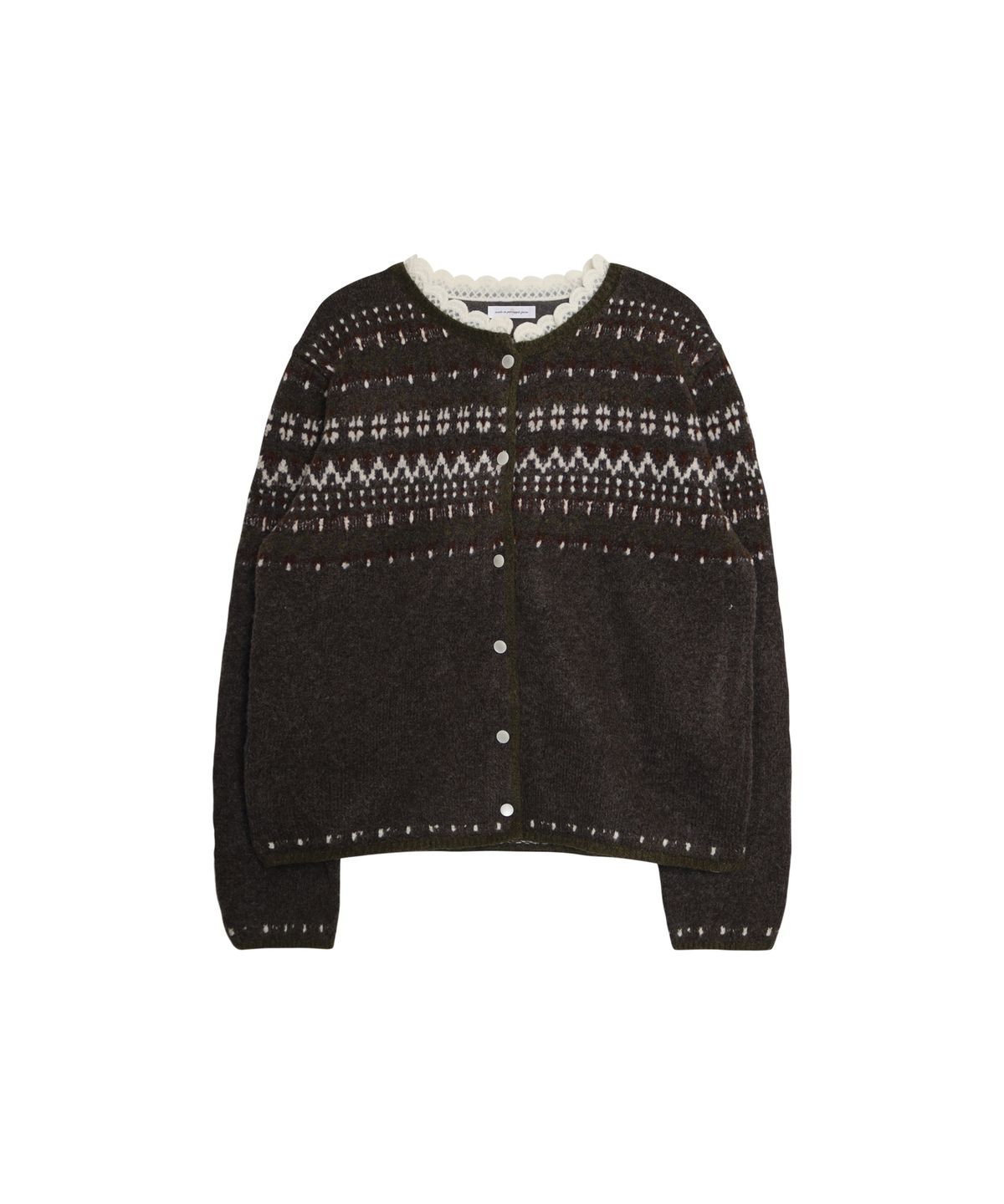 핑크파인애플(PINK PINEAPPLE) RUSTIC FOLK KNIT CARDIGAN_BROWN