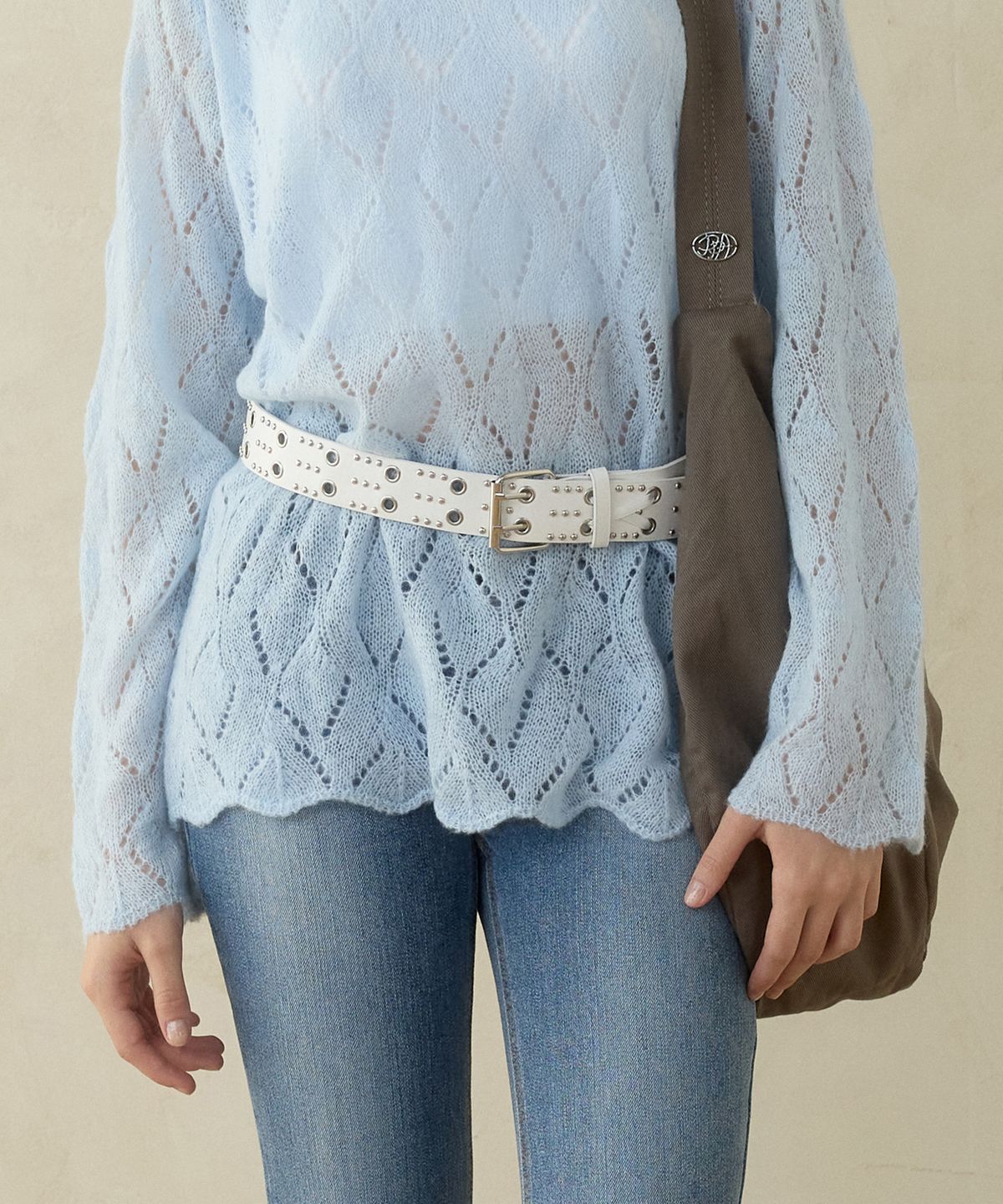 핑크파인애플(PINKPINEAPPLE) MULTI STUD BELT_WHITE