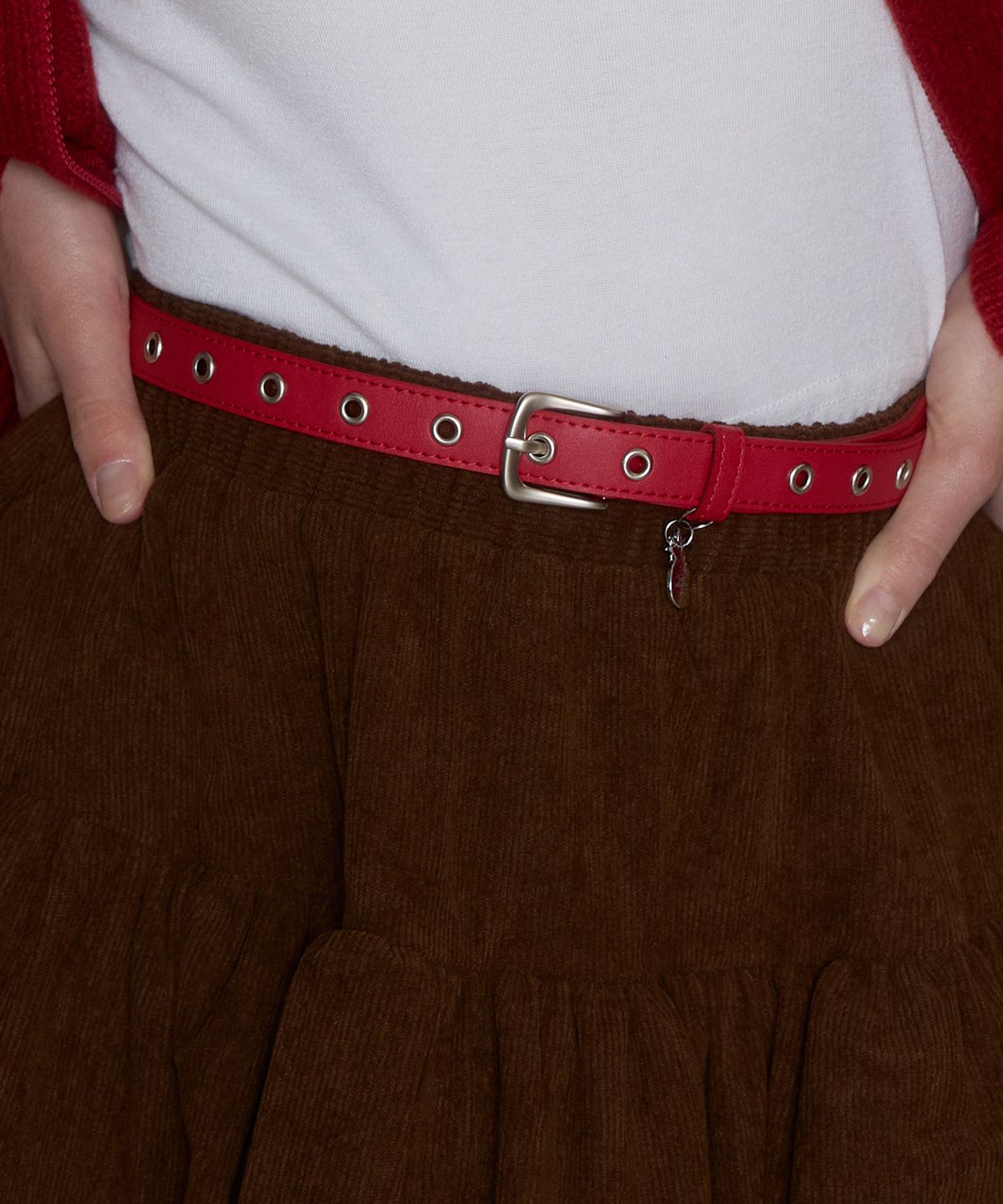 핑크파인애플(PINK PINEAPPLE) BUDDY SIMPLE EYELET BELT_RED