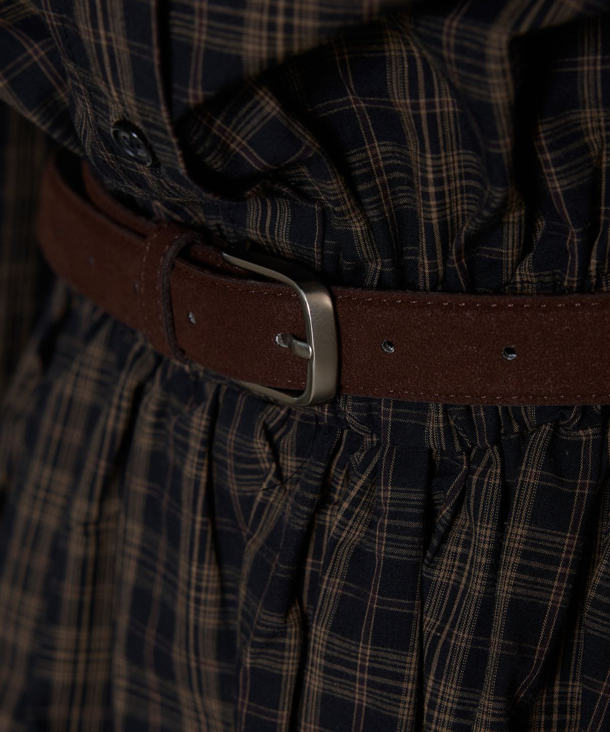 핑크파인애플(PINKPINEAPPLE) MATTE SYNTHETIC SUEDE BELT_BROWN