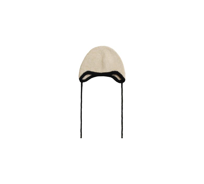 TWO-TONE COZY STRING BEANIE_IVORY