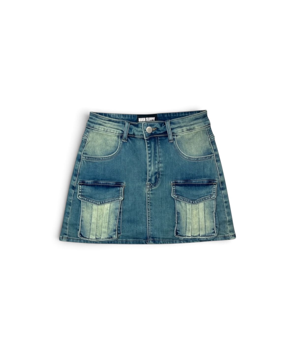 본슬리피(BORN SLIPPY) Vintage Wash Cargo Skirt (Blue)