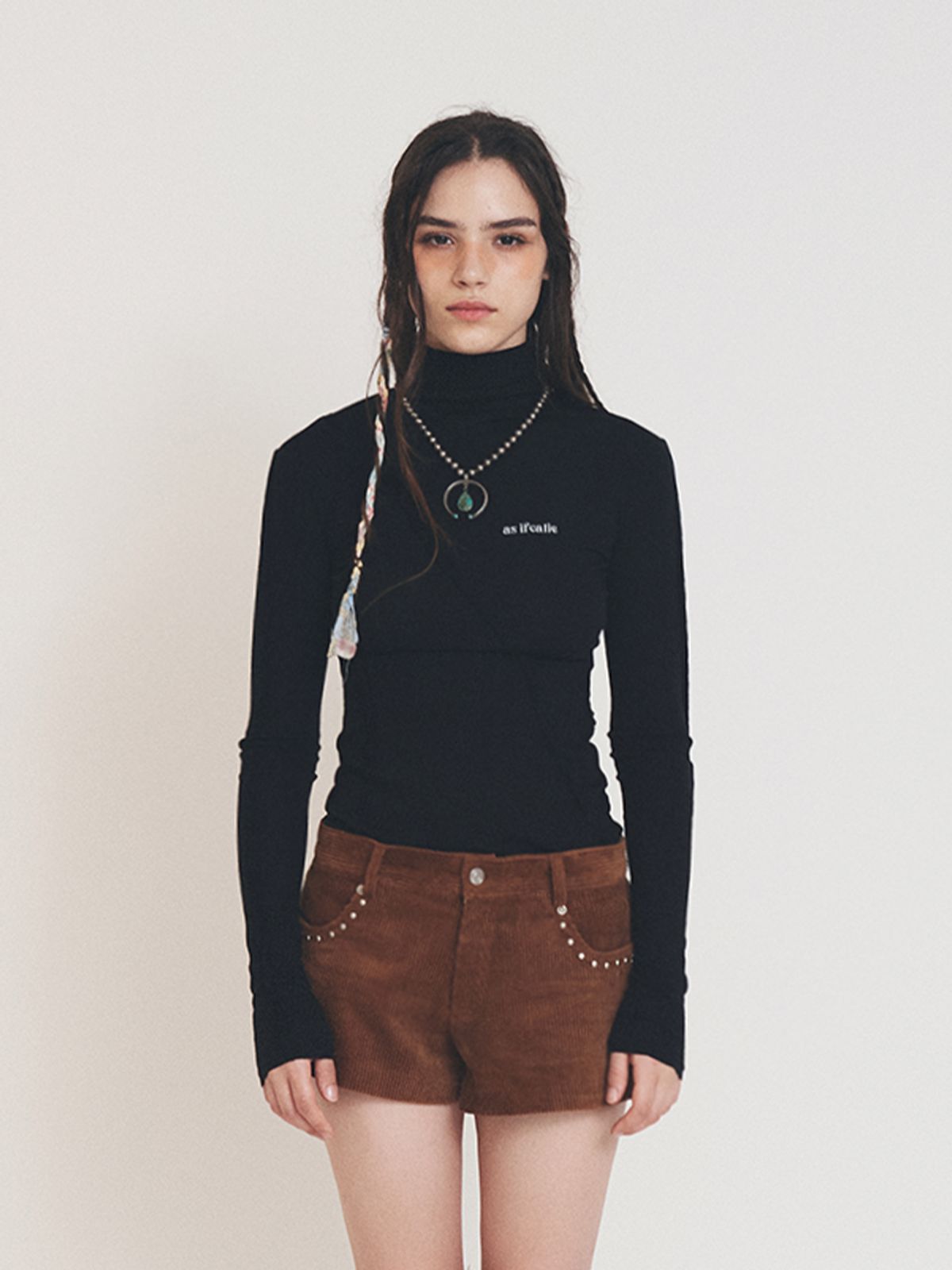 에즈이프 캘리(ASIF CALIE) CUT-OFF TURTLENECK LONG SLEEVE BLACK