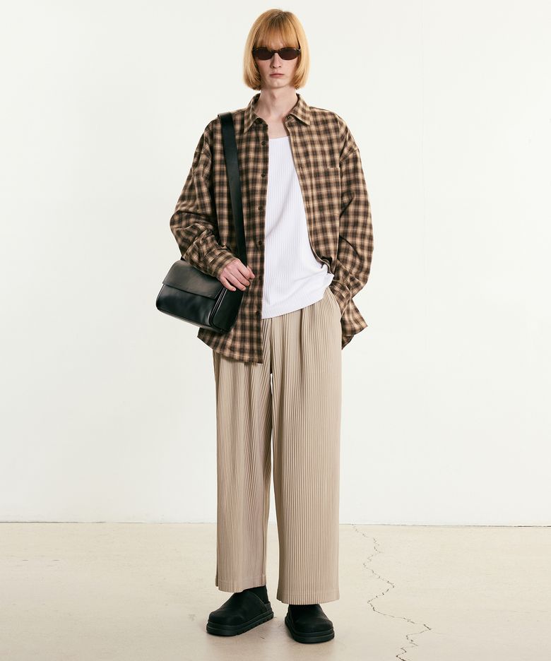 Yoyogi Pleats Wide-fit Pants (Beige) TNPA5F111I2