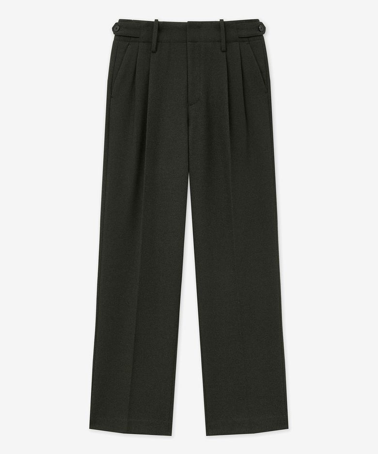 Waist Wool Blended Wide Pants (Khaki) TNPA5F202K2