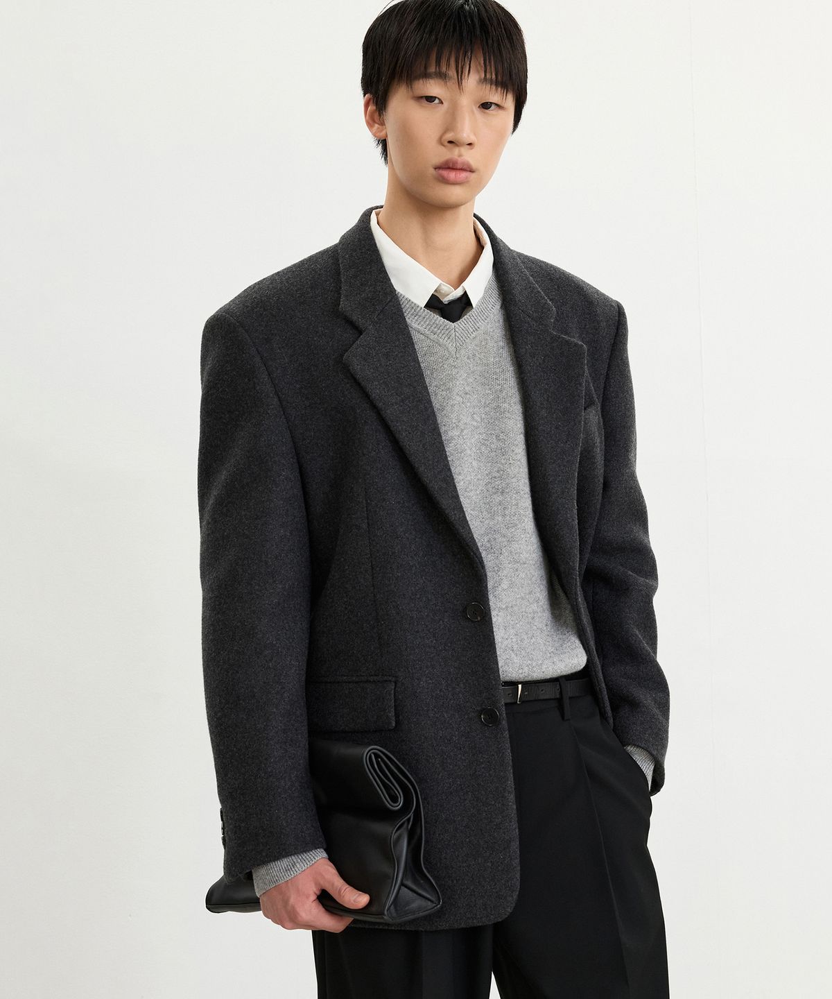 티엔지티(TNGT) Heavy Wool Oversized Blazer (Grey) TNJA5F202G2