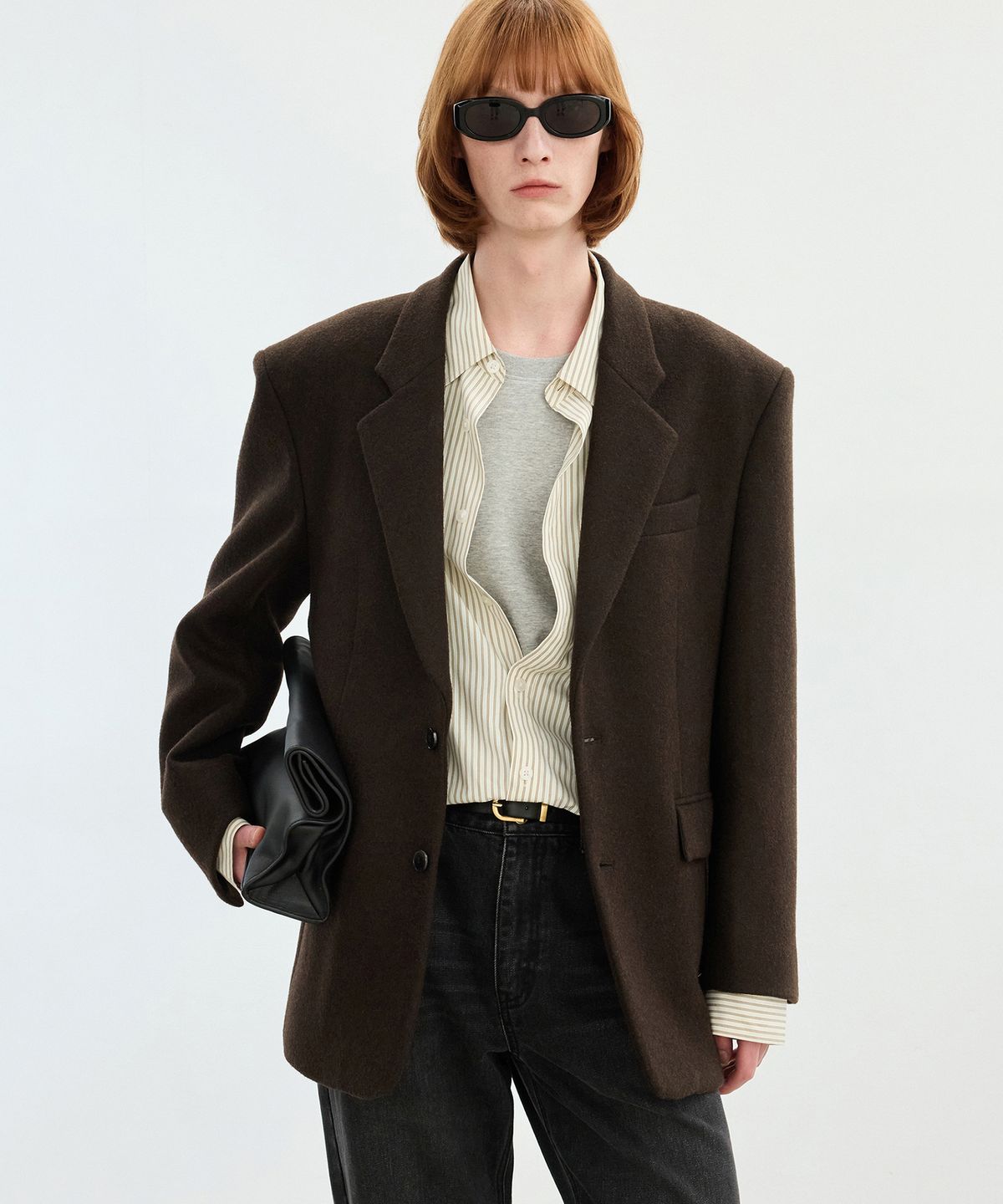 티엔지티(TNGT) Heavy Wool Oversized Blazer (Brown) TNJA5F202W2