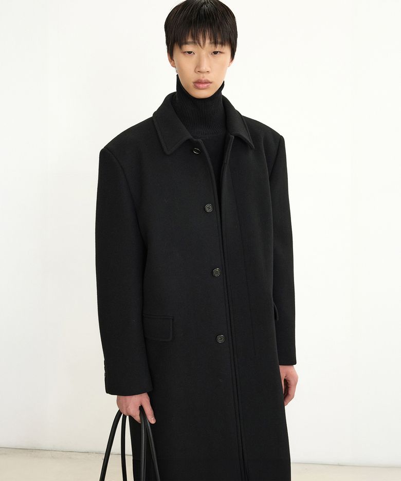 Wool Blended Balmacaan Coat (Black) TNCO5F100BK