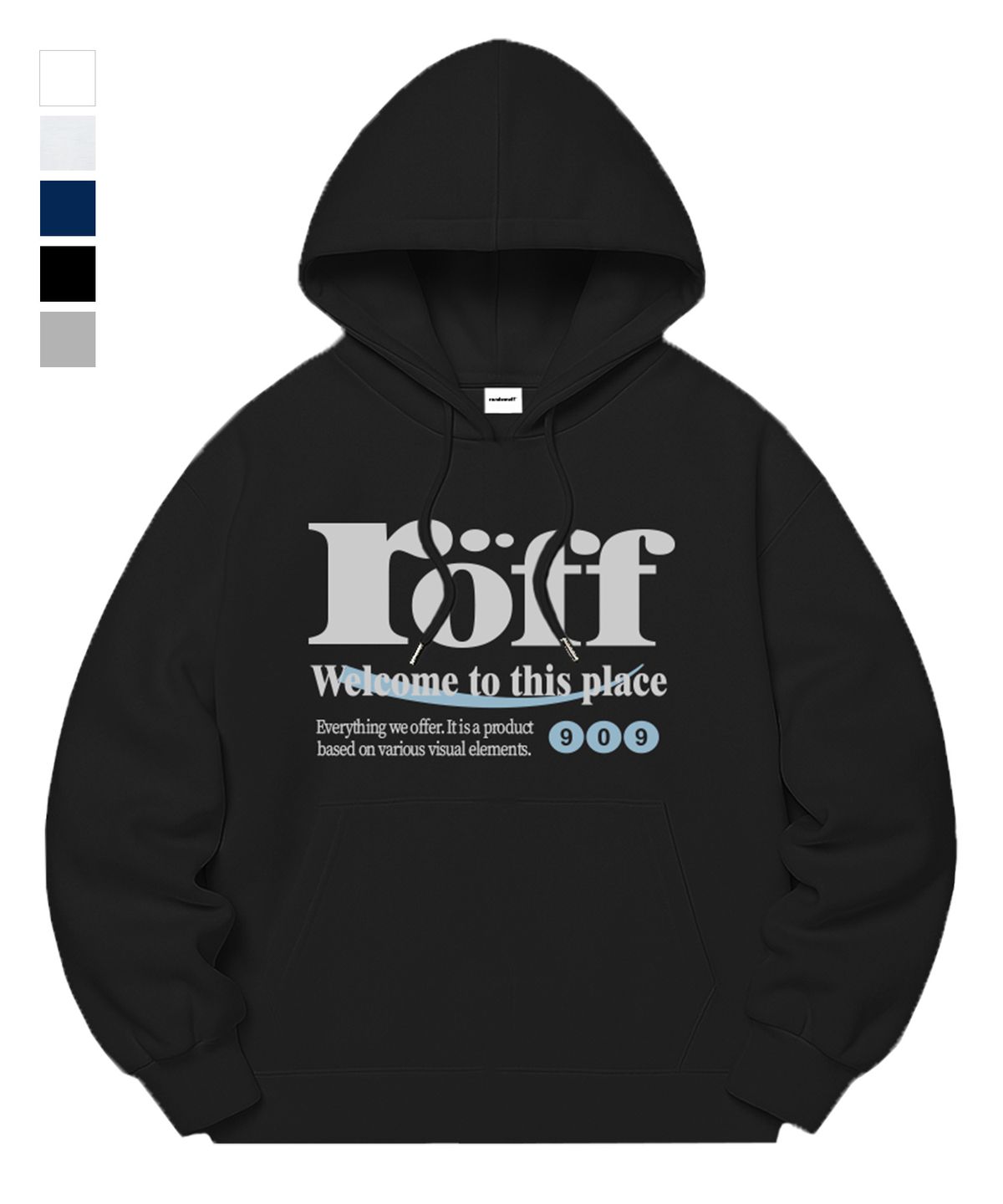 랜덤오프(RANDOMOFF) [기모선택] RÖFF TYPE PLAY SEMI OVER FIT HOODIE (5color)